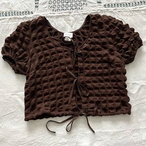 Find Me Know Mae Puckered Tie Top